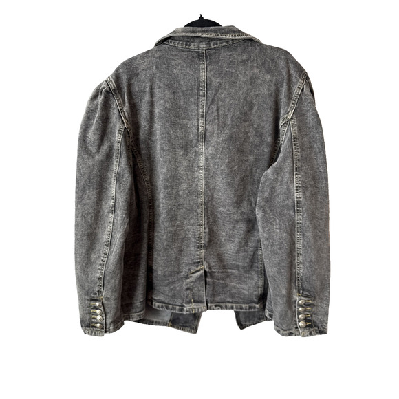 Savannah Jane Women’s 3X Whimsigoth Black Acid Washed Denim Blazer Jacket Boho - Picture 2 of 10
